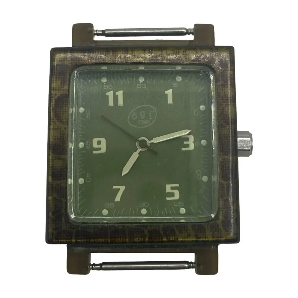 Vintage OGI Time Women's Watch 31mm Case Green Dial Japan Movement Needs Battery